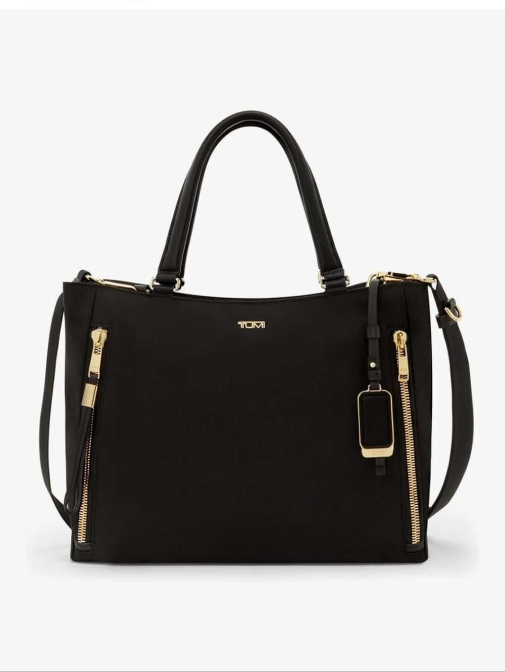 Tumi Black Nylon Tote Bag with Gold Hardware